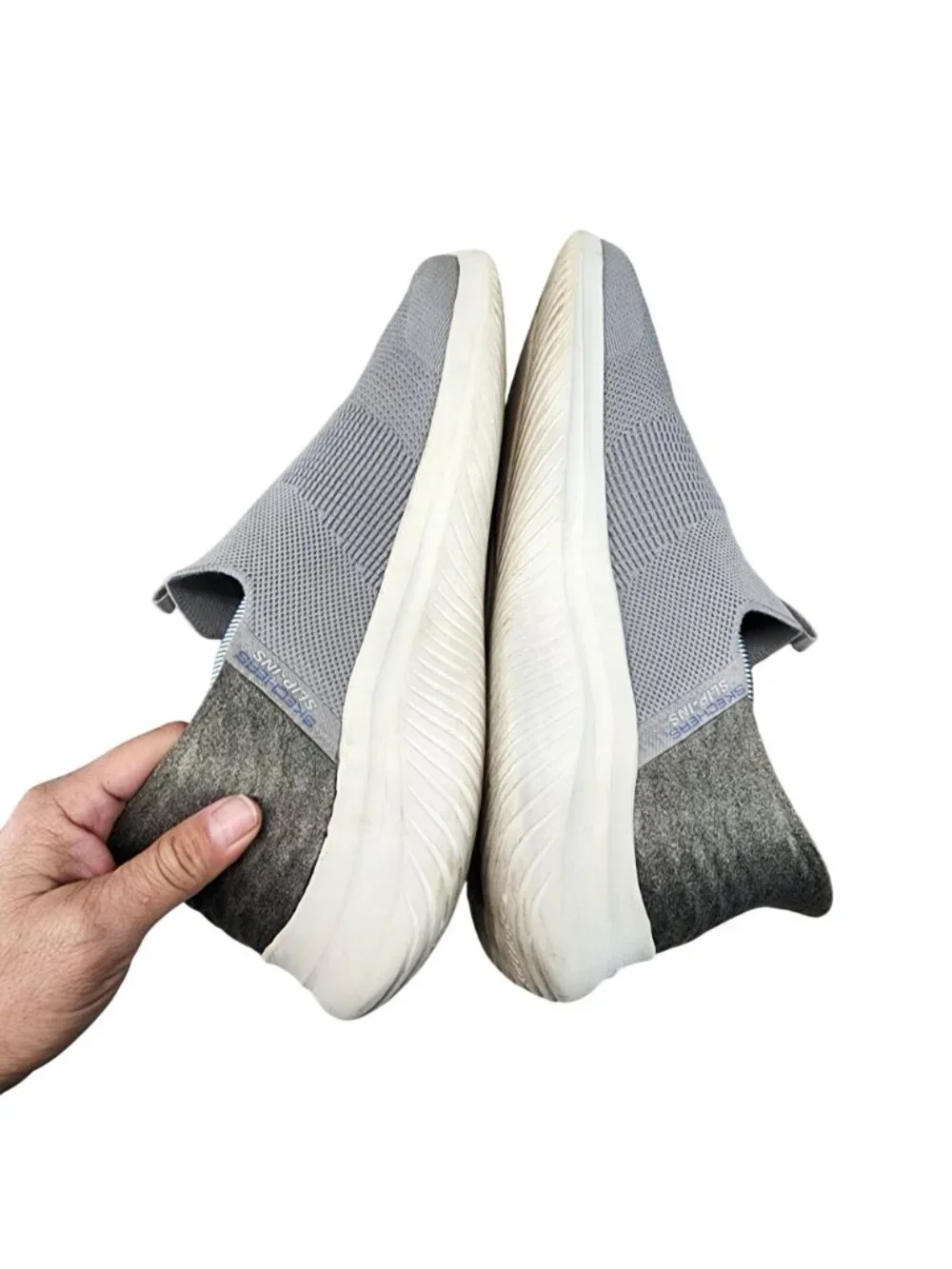 Skechers Shoes Mens Size 12 Gray Slip Ins Hands Free Slip On Sneakers *Read*